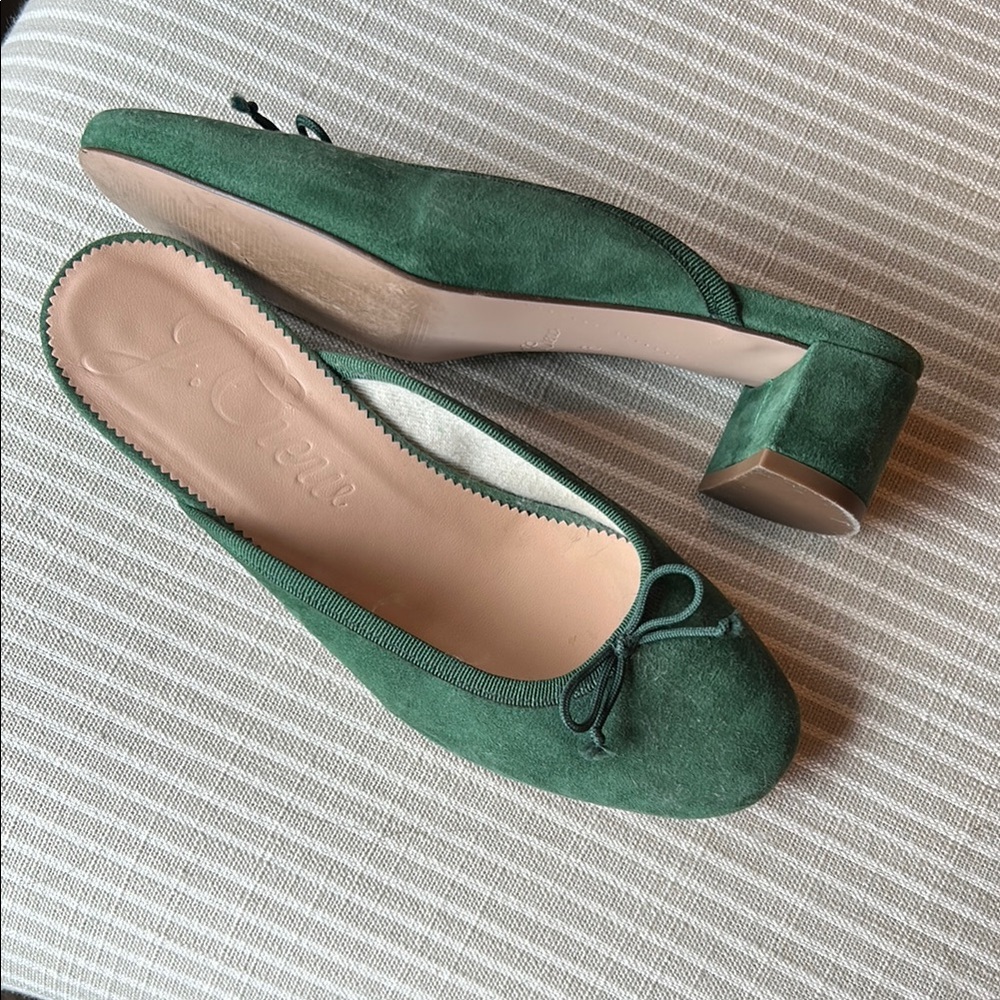 J. Crew Women's Green Suede Block Heel Shoes